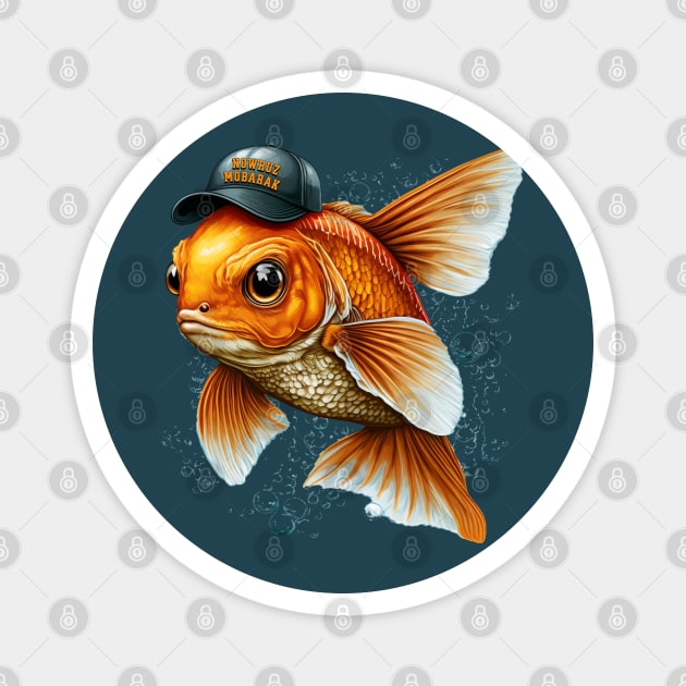 Steet Goldfish in Hat Nowruz Mobarak Magnet by HolidayBug